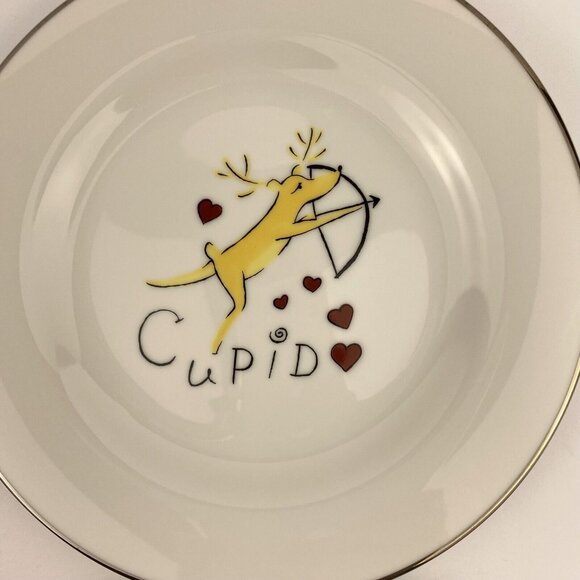 Pottery Barn Reindeer 8.5 in side/salad/dessert plates set of 4, Comet, Blitzen - Picture 3 of 8